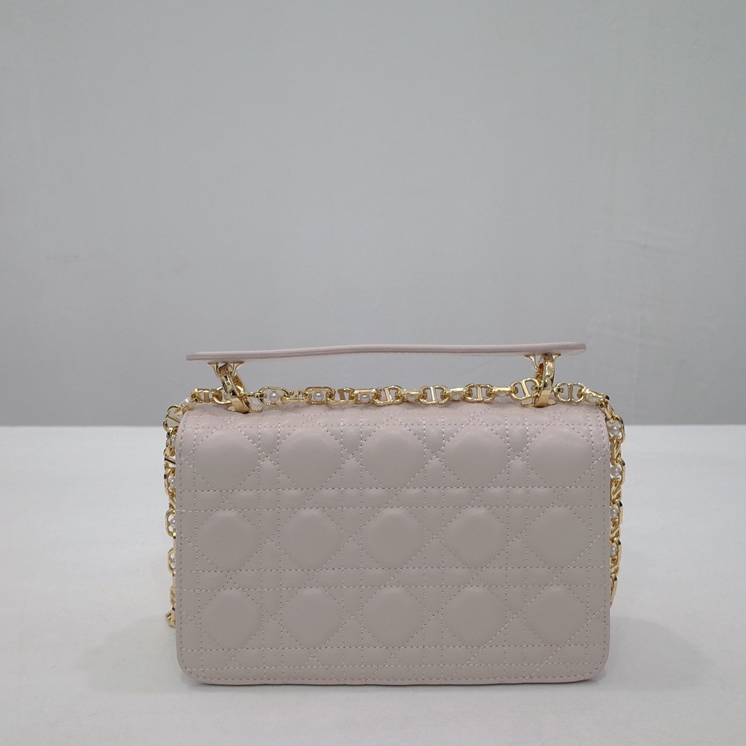 Small Dior Jolie Top Handle Bag Powder Beige Cannage Calfskin